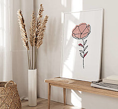 Grafika - Line Art obraz na stenu - Ružový kvet - 15137714_