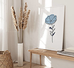 Grafika - Line Art obraz na stenu - Modrý kvet - 15137756_