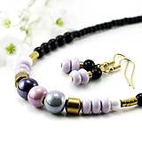 Sady šperkov - Sada šperkov Liana vo fialovej farbe s porcelánovými korálkami a hematitom - 15137056_