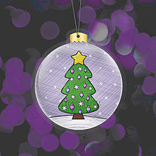 Dekorácie - Papierová laminovaná vianočná guľa kreslený vianočný stromček (špice) - 15135273_