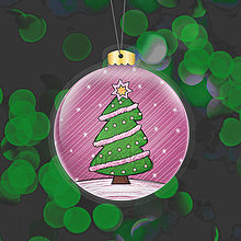 Dekorácie - Papierová laminovaná vianočná guľa kreslený vianočný stromček (sladký) - 15135351_