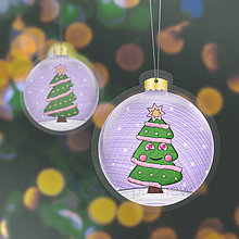 Dekorácie - Papierová laminovaná vianočná guľa kreslený vianočný stromček s tváričkou (zamilovaný) - 15137661_