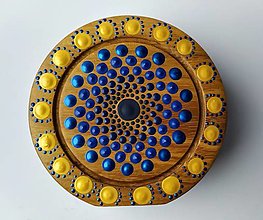Svietidlá - Masívny drevený svietnik maľovaný  (Zlato modrý) - 15141722_