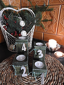 Svietidlá a sviečky - Adventní dřevěné svícny / svietniky zelené - 15140641_