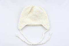 Detské čiapky - Biela ušianka zimná MERINO - 15139443_