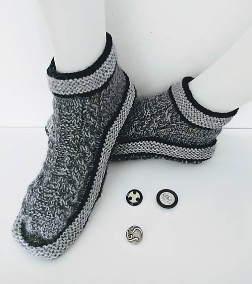 Ponožky, pančuchy, obuv - Pánske papuče vlna / angora - 15140250_