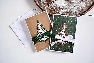 Papiernictvo - Vianočný pozdrav - stromček s mašľou - 15144395_
