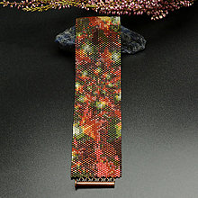 Náramky - Jesenná ozdoba IIIb, široký zapletaný náramok, korálik - 15142347_