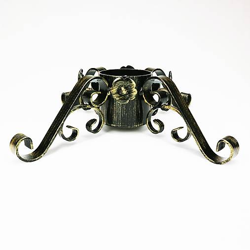 Dekorácie - Kovaný stojan na vianočný stromček - velkosť L (Čierny základ a zlatá patina) - 15142065_