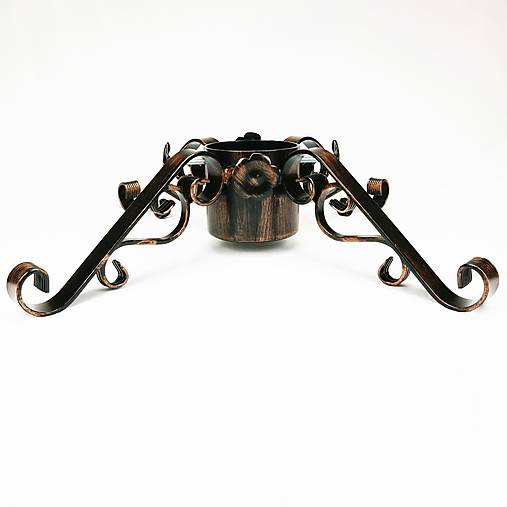 Dekorácie - Kovaný stojan na vianočný stromček - velkosť XL (Čierny základ a medená patina) - 15142089_