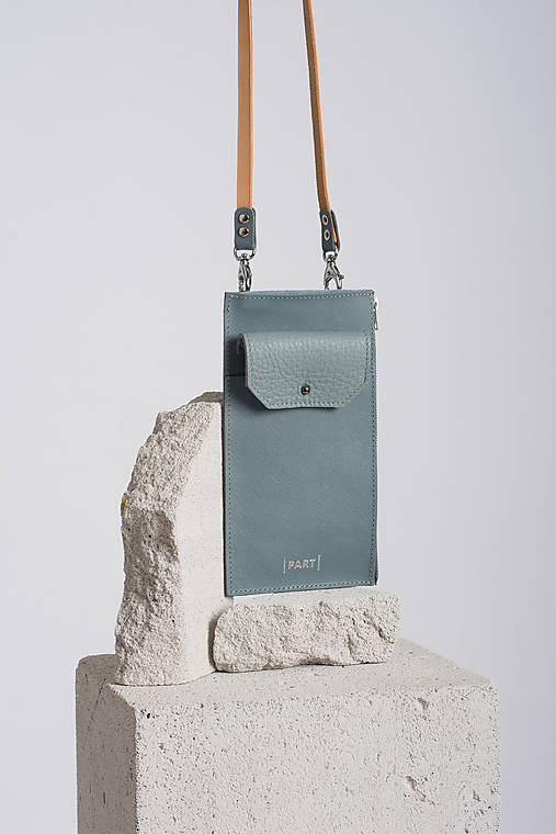 Phone purse StoneBlue Leather