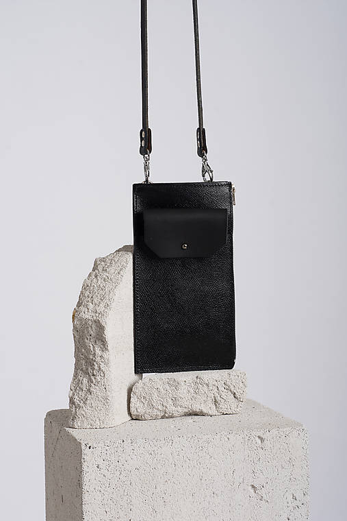 Phone purse Black Leather