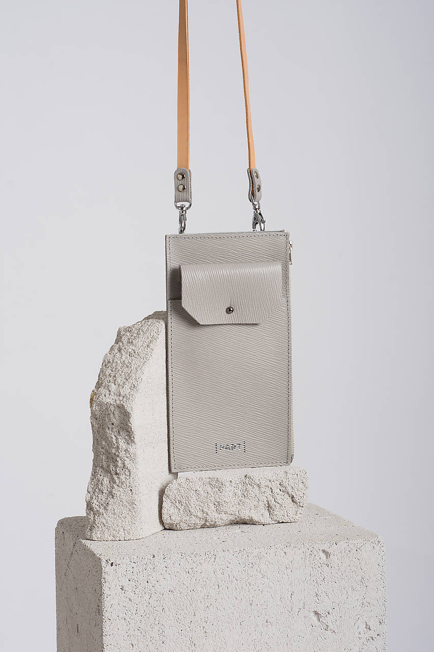 Phone purse StoneWhite Leather