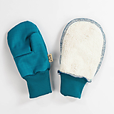 Detské doplnky - softschell rukavice tyrkys s barančekom - 15144363_