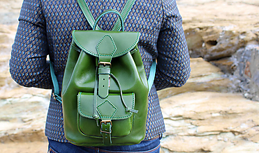 Batohy - Kožený batoh TILOS - zelený - 15144148_