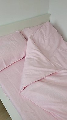 Úžitkový textil - Ľanová posteľná bielizeň suprava obliečka na vankúš a paplon Pinkivinki - 15142907_