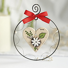 Dekorácie - vianočná dekorácia -srdiečko s kvetom - 15146756_