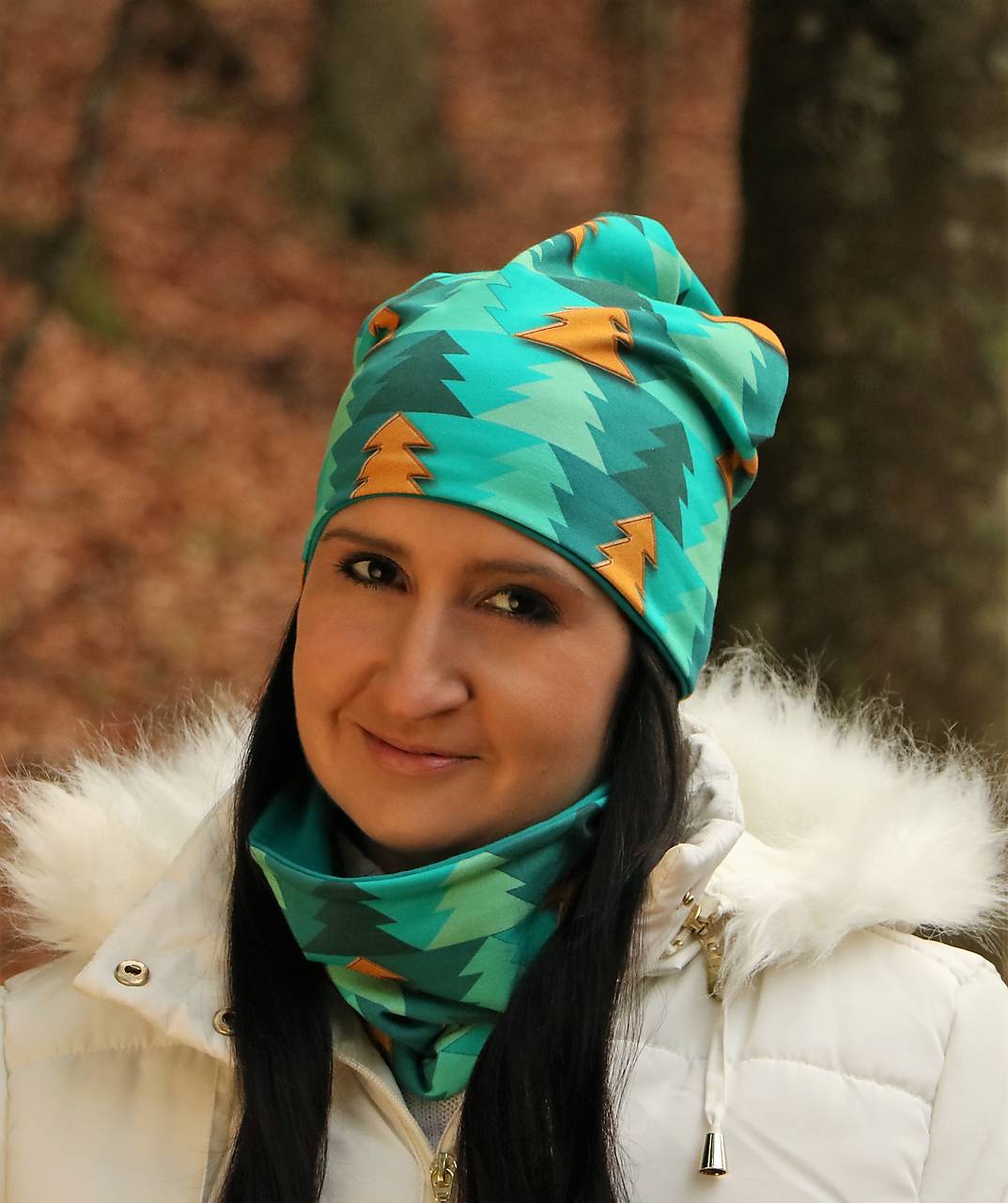 Stromčeky úpletová čiapka, nákrčník alebo set