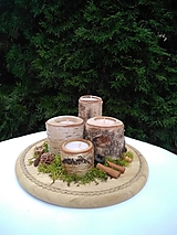 prírodný adventný svietnik s brezovými svietnikmi 25 cm