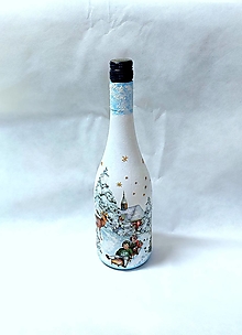 Nádoby - víno v ozdobnej fľaši so zimným motívom - 15146059_