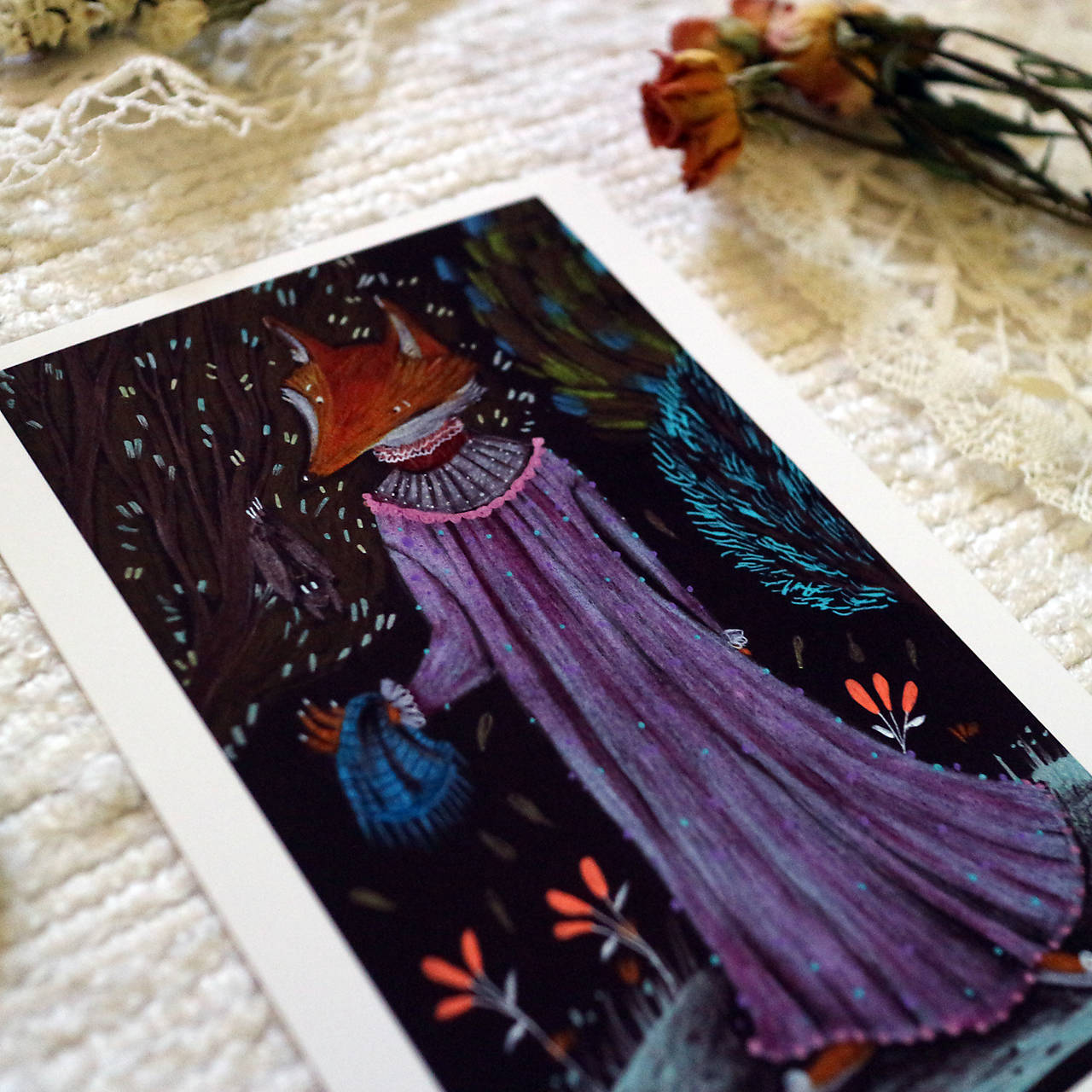 Líška a netopier/ art print (A4)