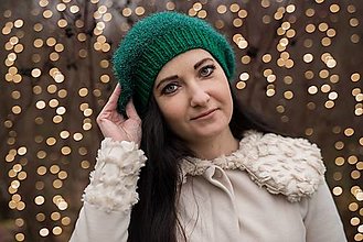 Čiapky, čelenky, klobúky - Baretka vianočná- zelená - 15151635_