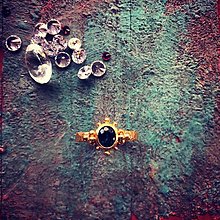 Prstene - Pozlátený strieborný prsteň s turmalínom I.- Inti - 15152420_