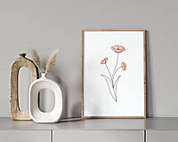Grafika - Line Art botanický obraz - Ružové Maky - 15153591_