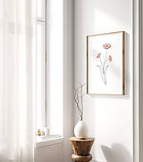 Grafika - Line Art botanický obraz - Ružové Maky - 15153593_