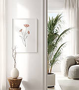 Grafika - Line Art botanický obraz - Ružové Maky - 15153594_