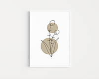 Grafika - Moderný art print - Khaki lúčne kvety - 15153642_