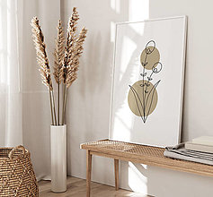 Grafika - Moderný art print - Khaki lúčne kvety - 15153639_