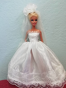 Hračky - Svadobné šaty so závojom pre Barbie - 15154658_