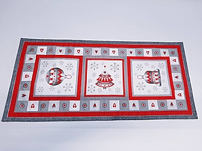 Úžitkový textil - Vianočná patchworková štóla červeno-sivá - 15155771_
