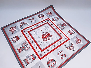 Úžitkový textil - Vianočný patchworkový obrus červeno-sivý - 15155792_
