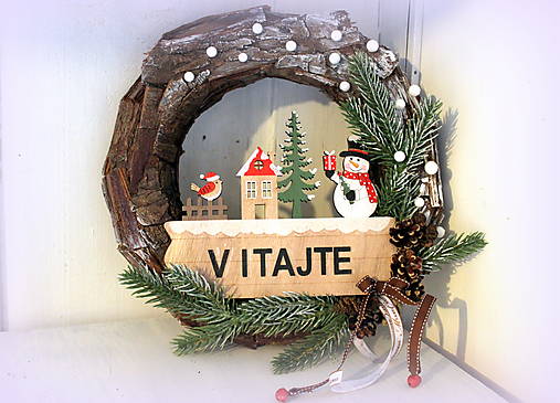 Dekorácie - Vianočný venček- vitajte - 15155066_