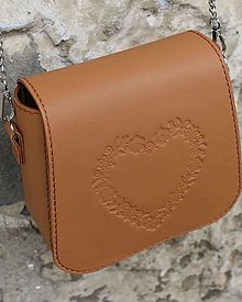 Kabelky - Dámska kožená kabelka s folklornym motivom (Hnedá) - 15154749_