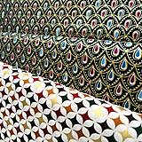 Textil - sviatočná kolekcia Harlekín, 100 % bavlna so zlatotlačou (hviezdy) - 15156054_