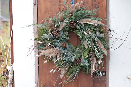 Vianočný veniec na dvere - divoký boho veľkáč (Veniec základ)