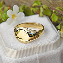 Prstene - Zlatý pečatný prsteň okrúhly - 15154305_