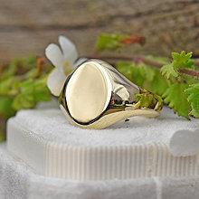 Prstene - Zlatý pečatný prsteň oválny - 15154315_