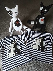Detské oblečenie - Tričko s mačkami biela/čierna - 15156254_