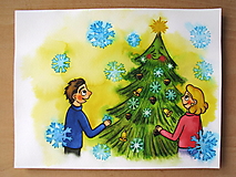 Kresby - Zdobenie vianočného stromčeka - 15157288_