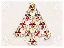 Dekorácie - Vianočný stromček Origami / Červeno - biely - 15155727_
