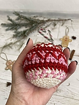 Dekorácie - Vianočná guľa pre šťastie (biela/ružová/červená) - 15156646_