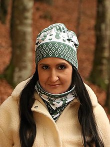 Čiapky, čelenky, klobúky - Digi Vianoce zelené čiapka, nákrčník alebo set (Čiapka) - 15159614_