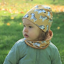 Detské čiapky - Zebry úpletová čiapka, nákrčník alebo set - 15161415_
