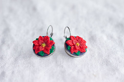 Náušnice - Náušnice Vianočná ruža (Červená - nerez) - 15157923_