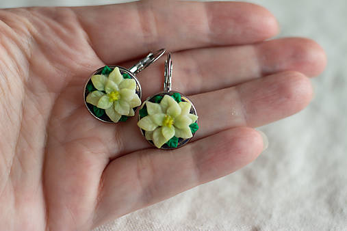 Náušnice - Náušnice Vianočná ruža (Biela - nerez) - 15157927_