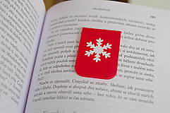 Papiernictvo - Magnetická záložka - červená s bielou vločkou - 15159500_